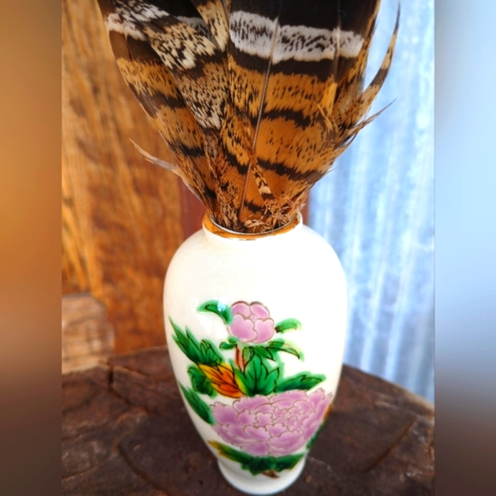 Homco Vintage Made In Japan Floral Ceramic Miniature Satsuma Bud Vase Bohemian